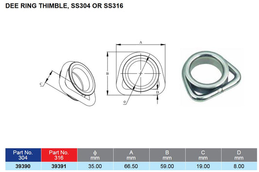 G316 Dee ring thimble