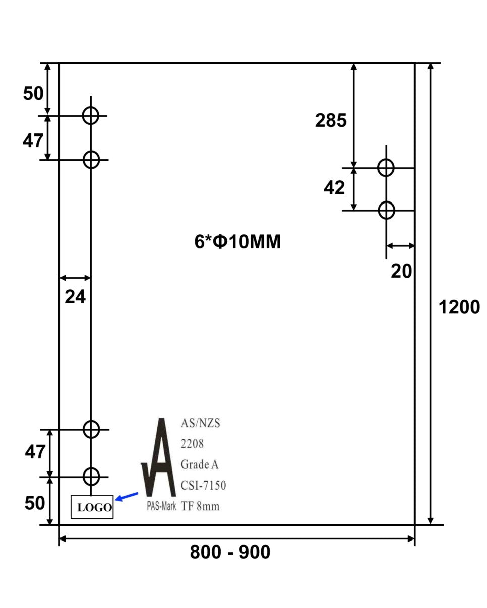 Clear Toughened Pool Gate 8mm (T) x 1200mm (H)