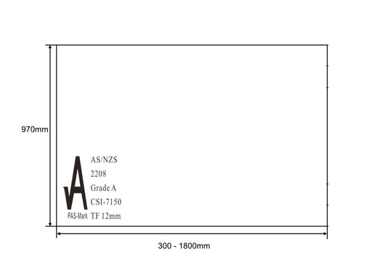 Clear Toughened & Heat Soaked Glass Balustrade Panel Top Handrail 12(T) x 970(H)