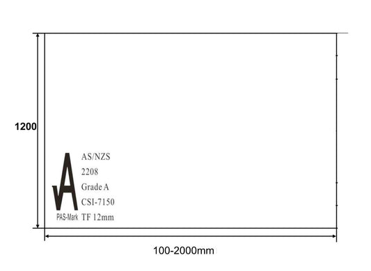 Clear Toughened Glass Pool Fence Panel 12mm (T) x 1200mm (H)