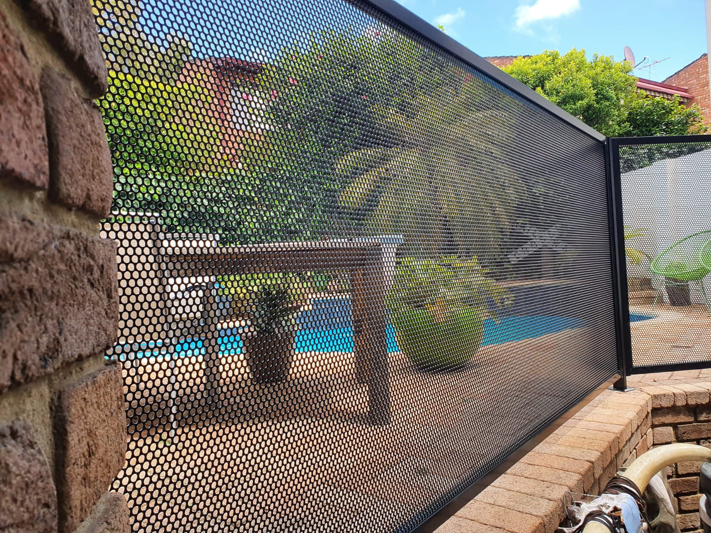 Perforated Pool Fence Panel Infill 1140 x 2960mm Satin Black