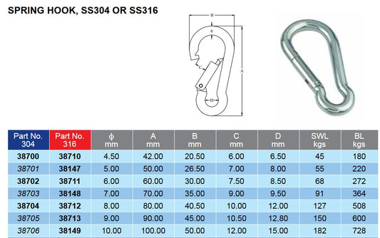 G316 Spring Hook No Eye